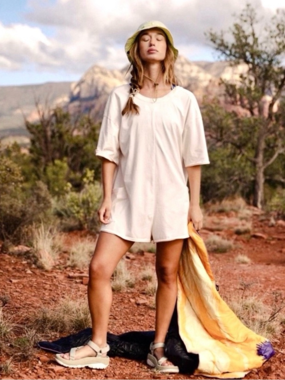 FP Movement by Free People Hot Shot Tee Romper Pale Blush Short Sleeve